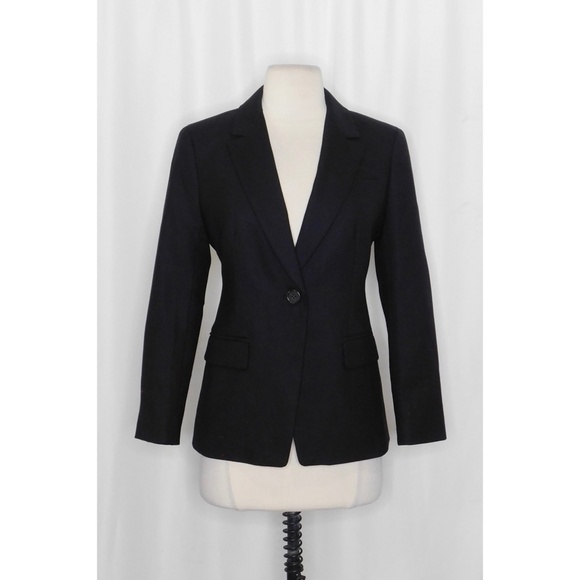 NWT!! J. CREW Helena Blazer Wool Blend Flannel Solid Black Size 2P 2 Petite - Picture 3 of 16